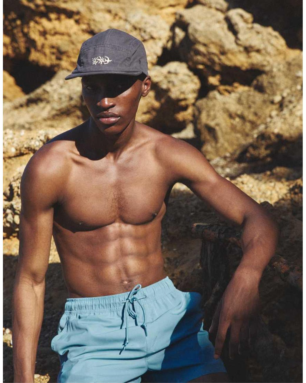 Pull&Bear Blue Basic Swimming Trunks for men