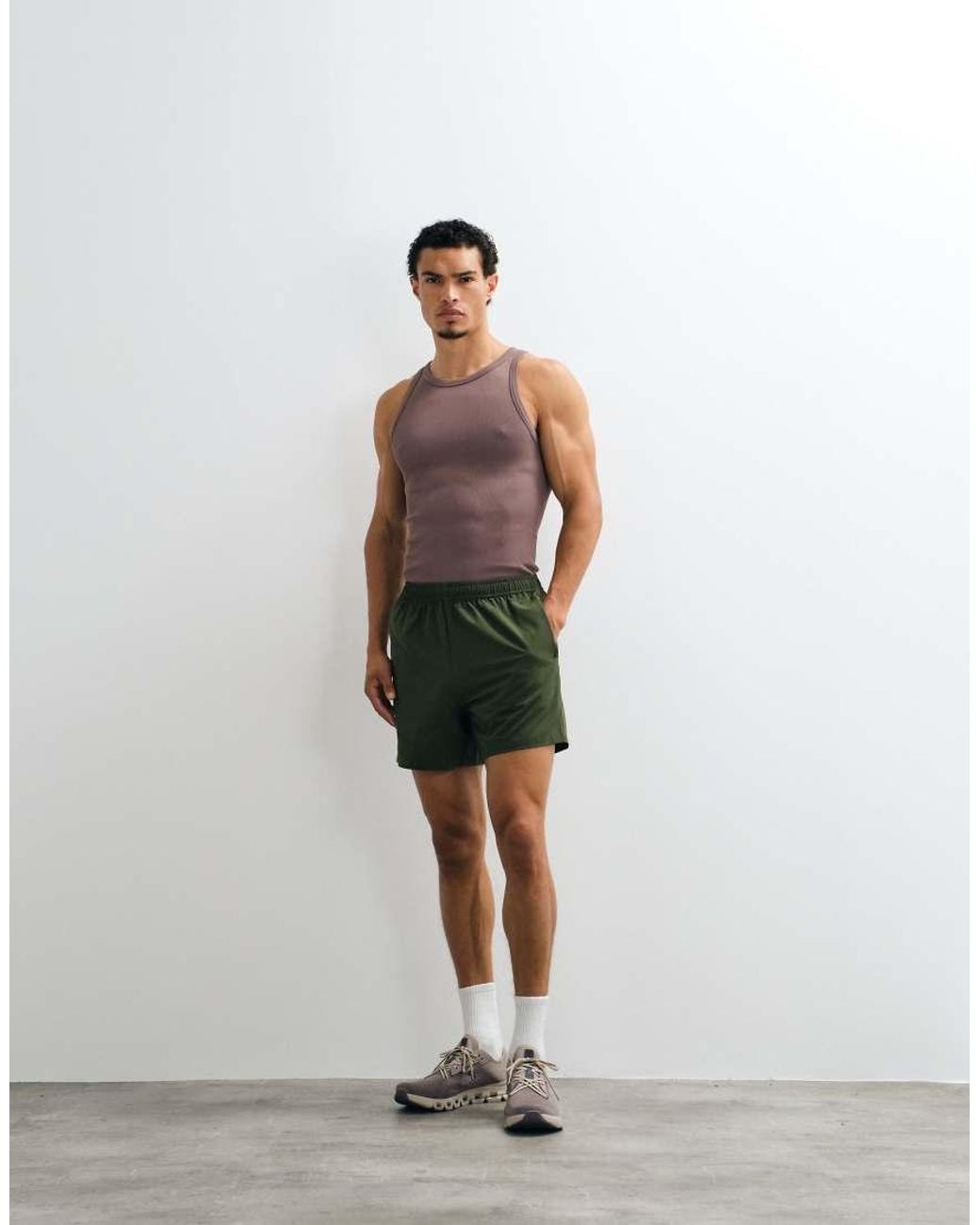4505 Green Icon Seamless Ribbed Slim Fit Tank for men