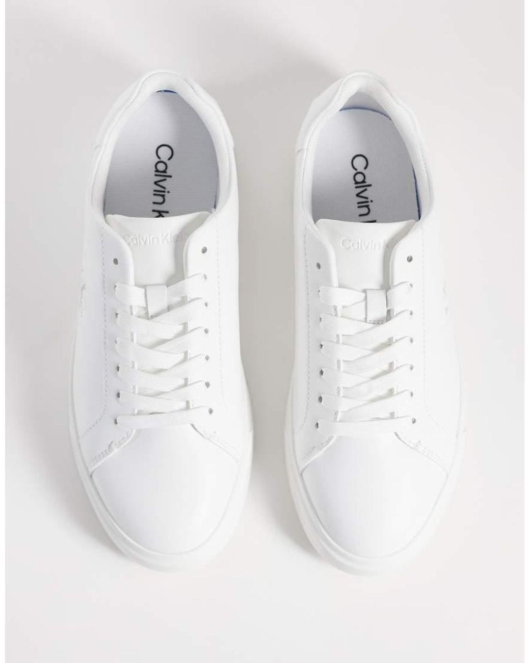 Calvin Klein White Leather Low Profile Cupsole Sneakers