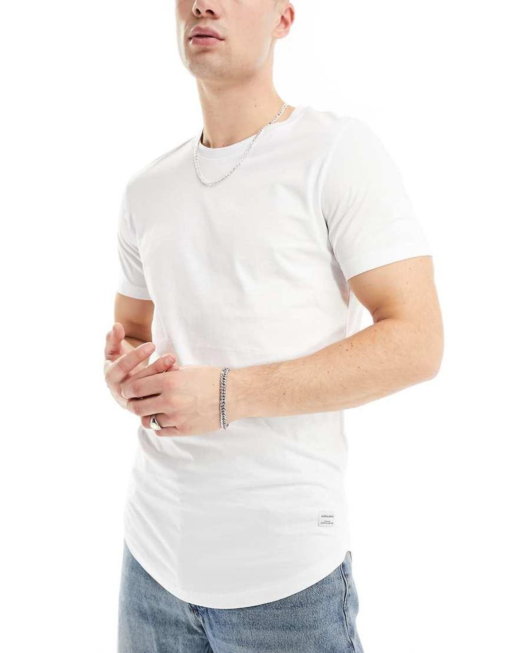 Jack & Jones Black 5 Pack Of Longline T-shirt With Curved Hem for men