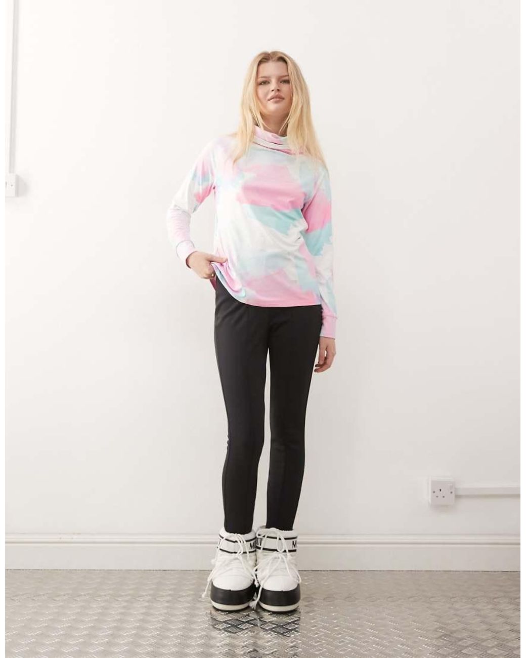 OOSC Pink High Neck Baselayer Top Watercolour