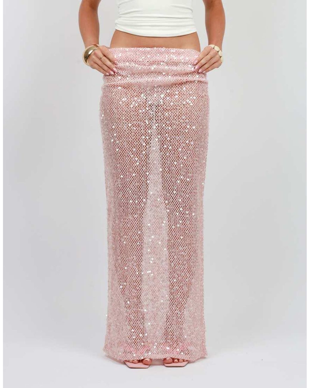 SIMMI Blue Sequin Maxi Beach Skirt