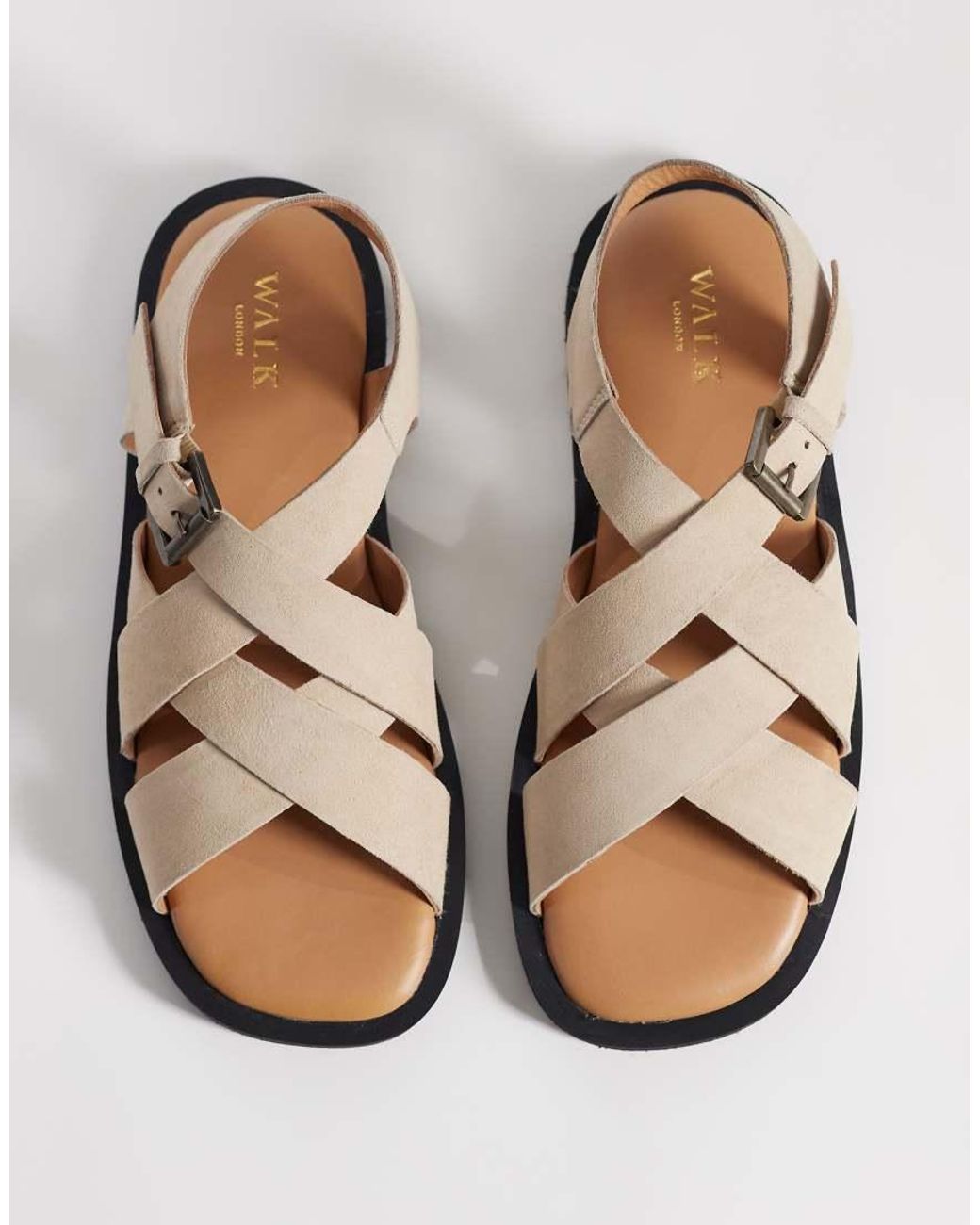 Walk London White Sophia Cross Strap Sandals