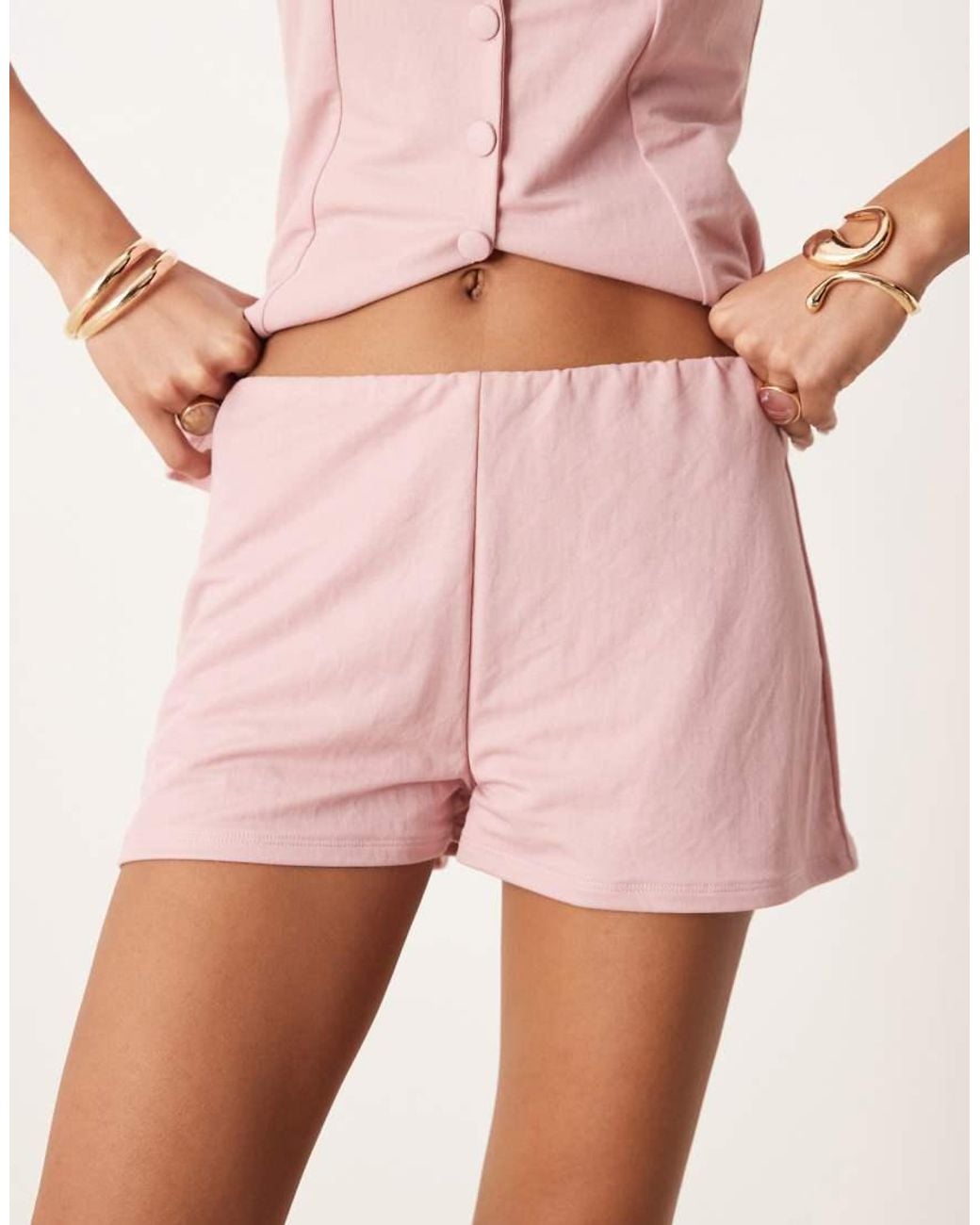 ASOS Pink Co-ord Linen Look Hot Pant Tailored Micro Shorts