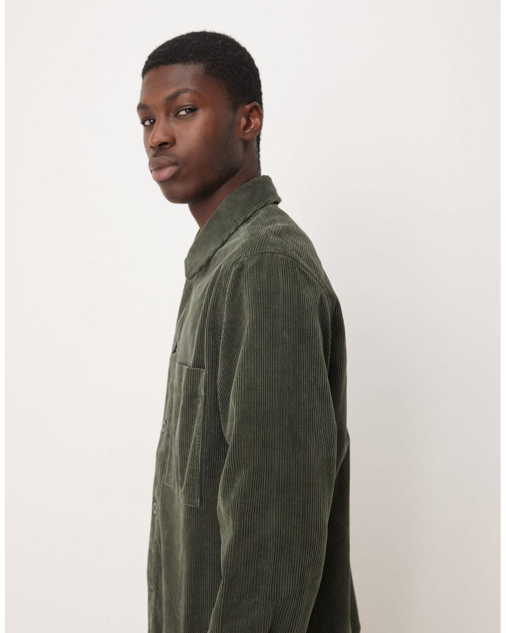 ARKET Green Cord Overshirt With Front Patch Pockets for men