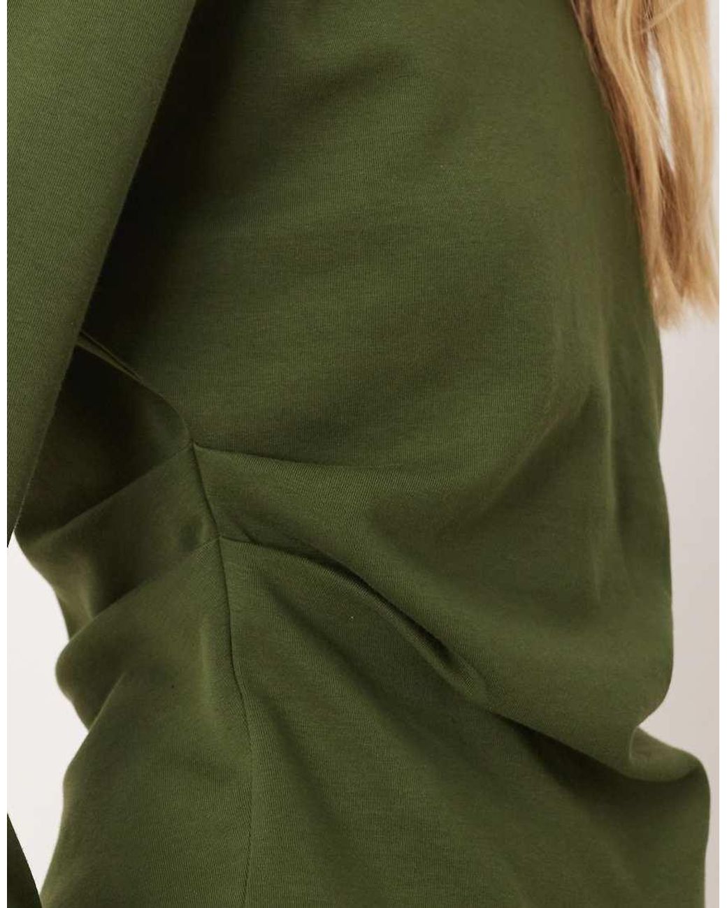 ASOS Green Co-Ord Interlock Long Sleeve Corset Waist Top
