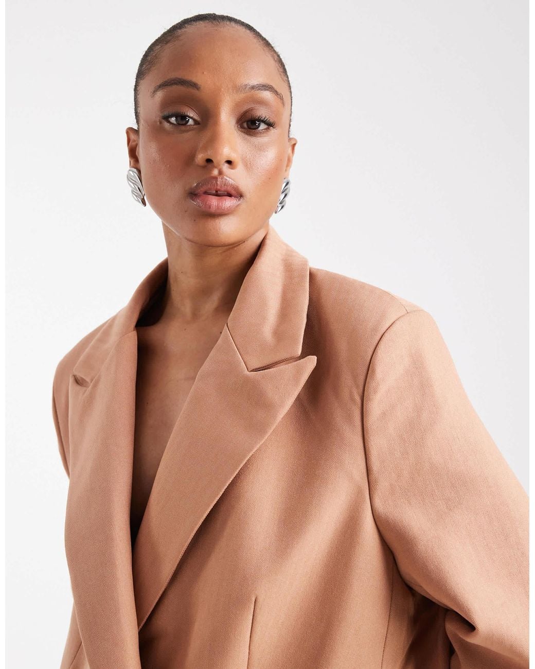 Vero Moda Natural Tailored Herringbone Blazer