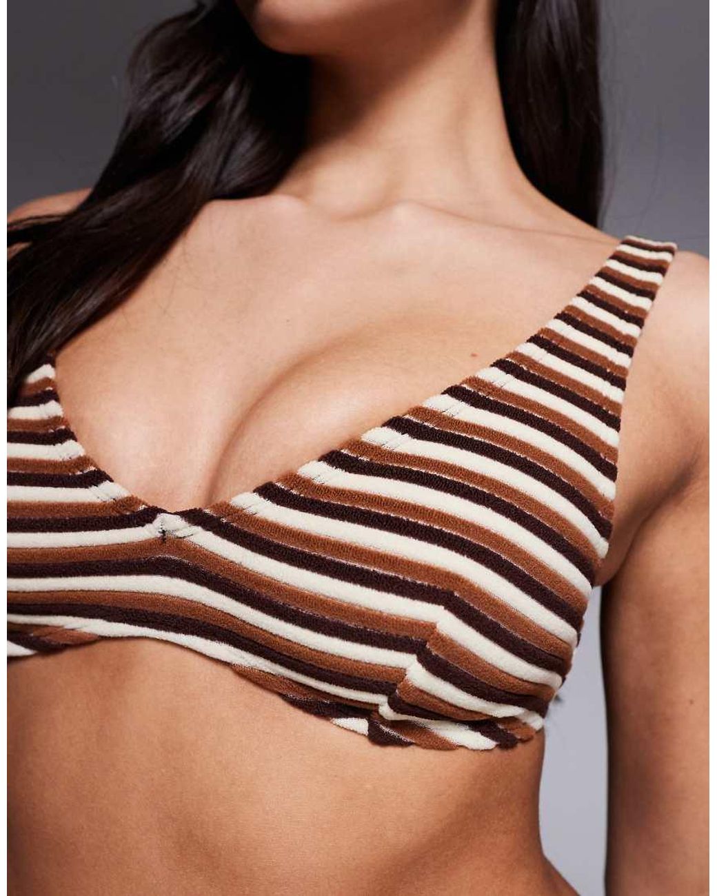 ASOS Brown Tori Towelling Seville Plunge Bikini Top