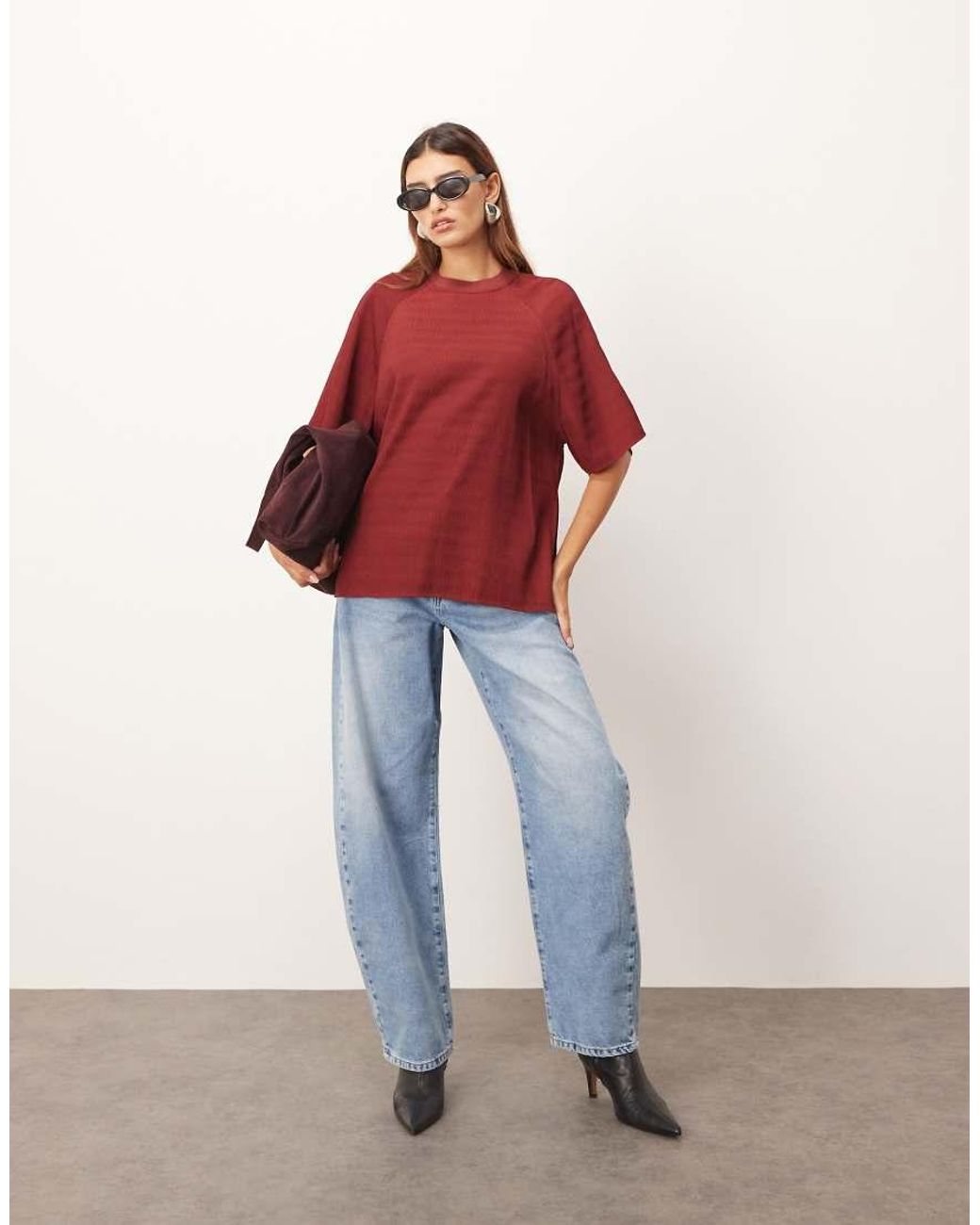 ARRANGE Red Hybrid Textu Raglan Tee