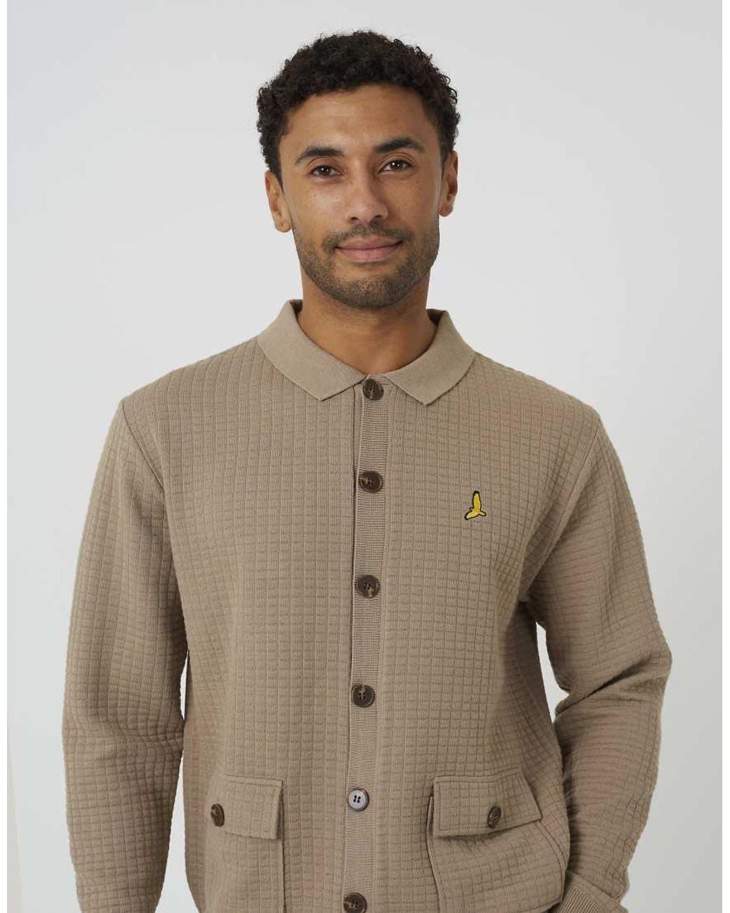 Brave Soul Natural Patch Pocket Knitted Cardigan for men