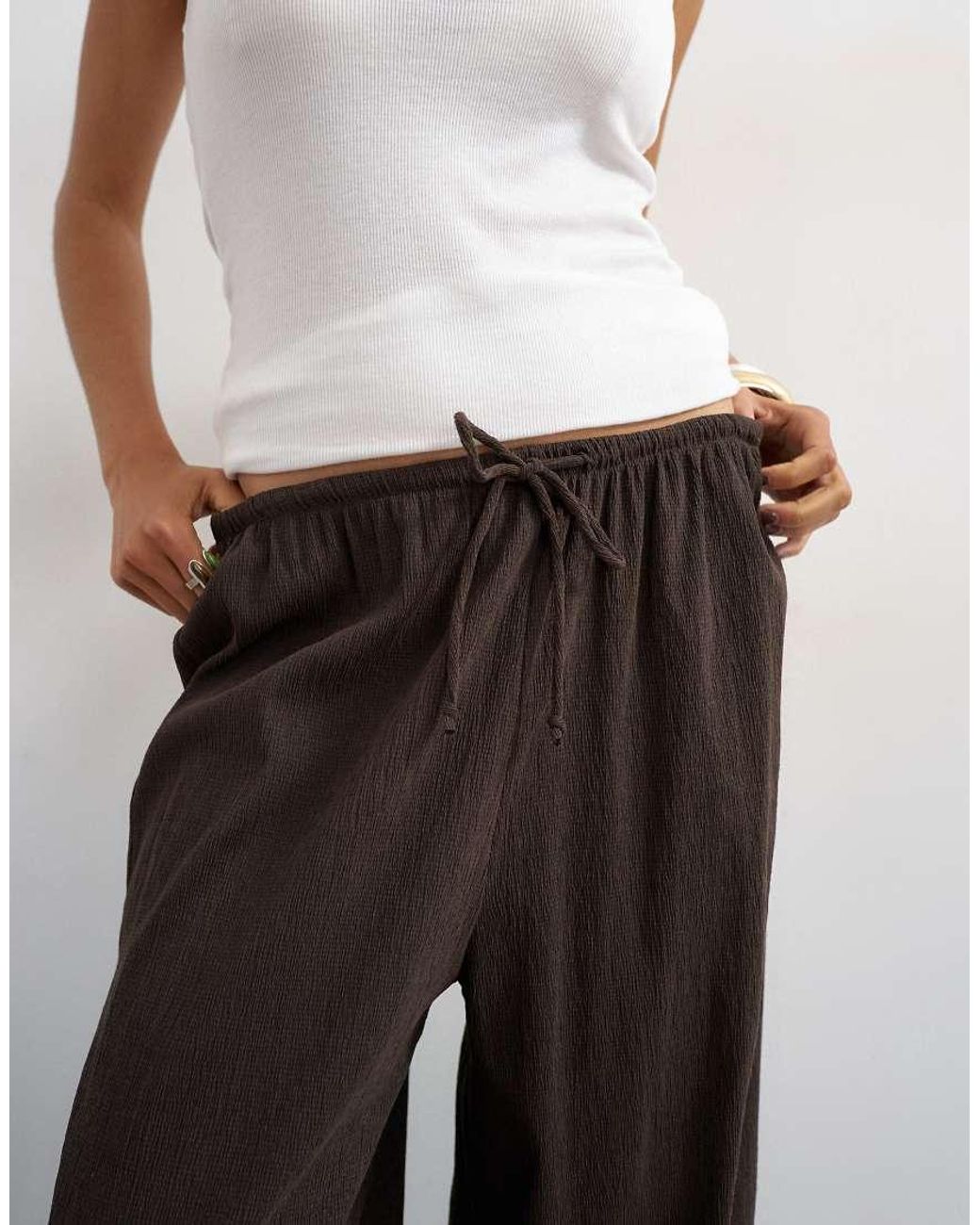 TOPSHOP White Plisse Balloon Trouser