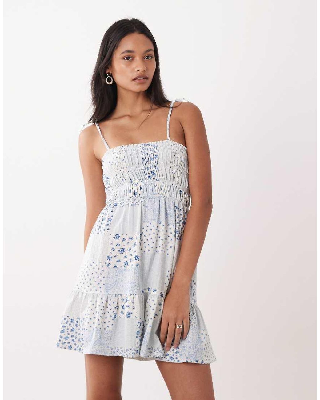 Miss Selfridge White Shirred Cami Mini Dress