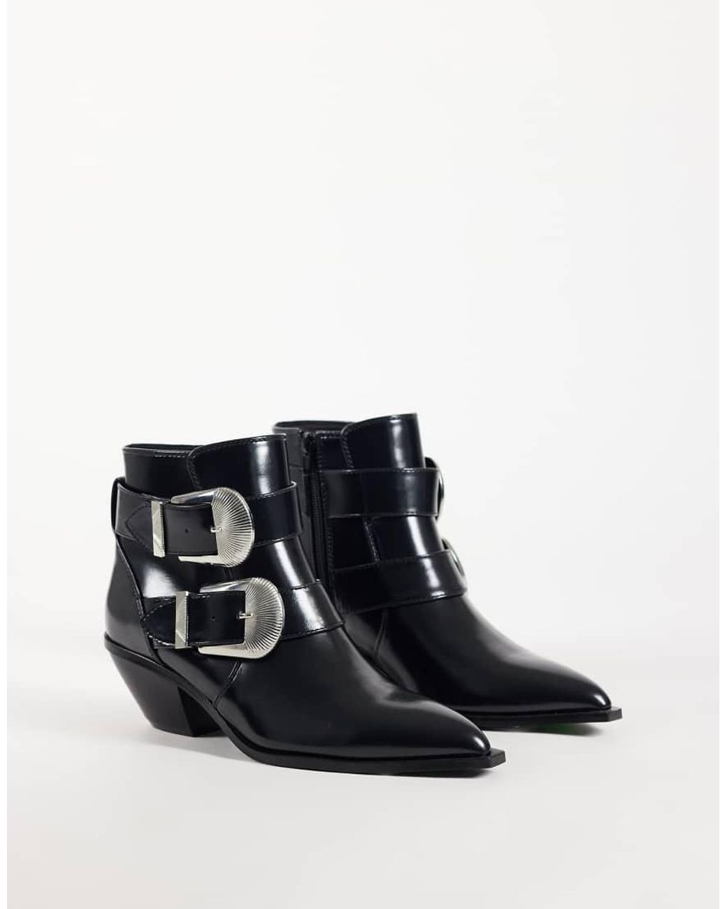 ASOS White Ruben Boho Buckle Heeled Ankle Boots