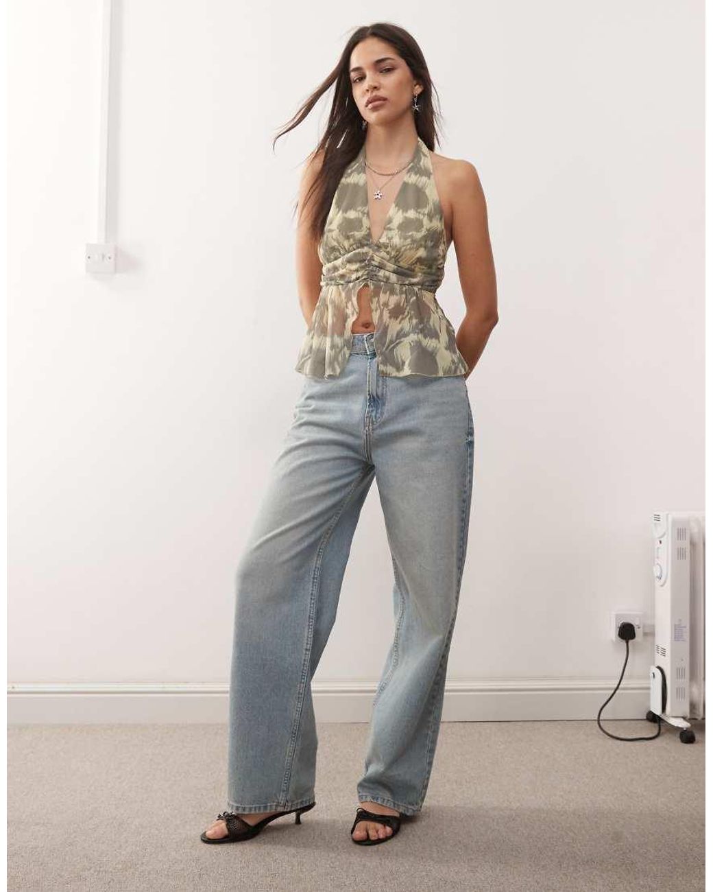 Motel Brown Miran Wrap Waist Halter Top