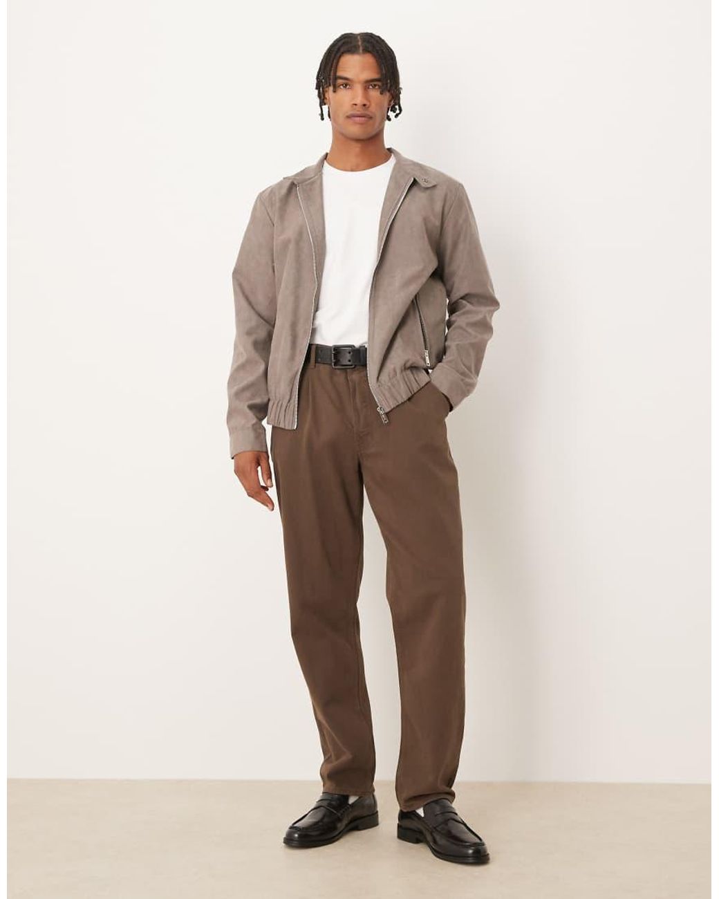 Brave Soul Brown Faux Suede Bomber Jacket for men