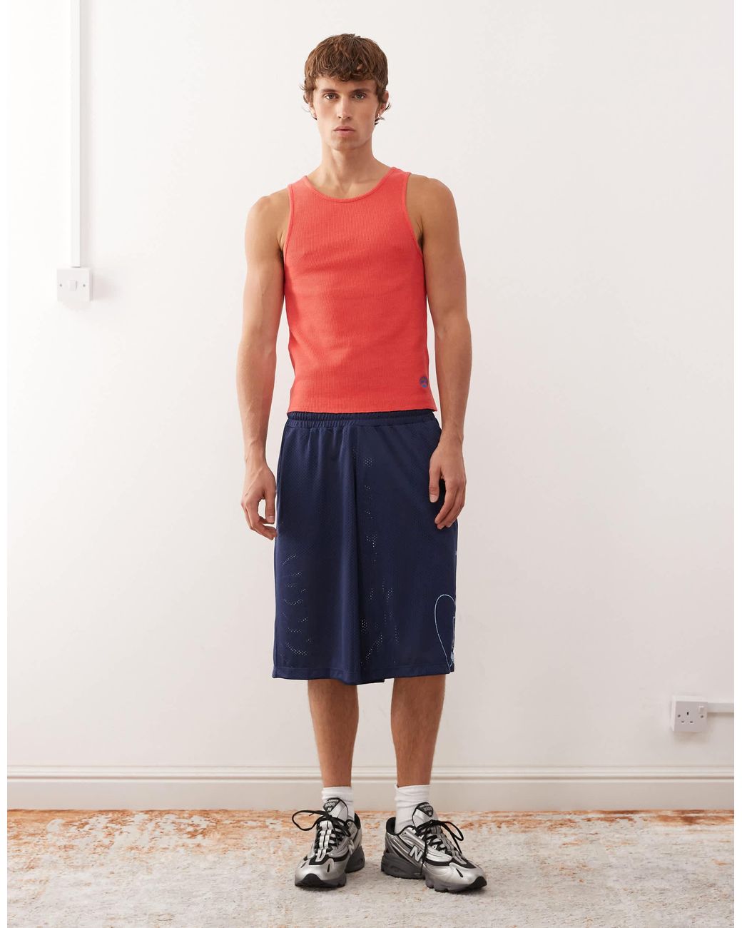 Collusion Red Ribbed Muscle Singlet for men