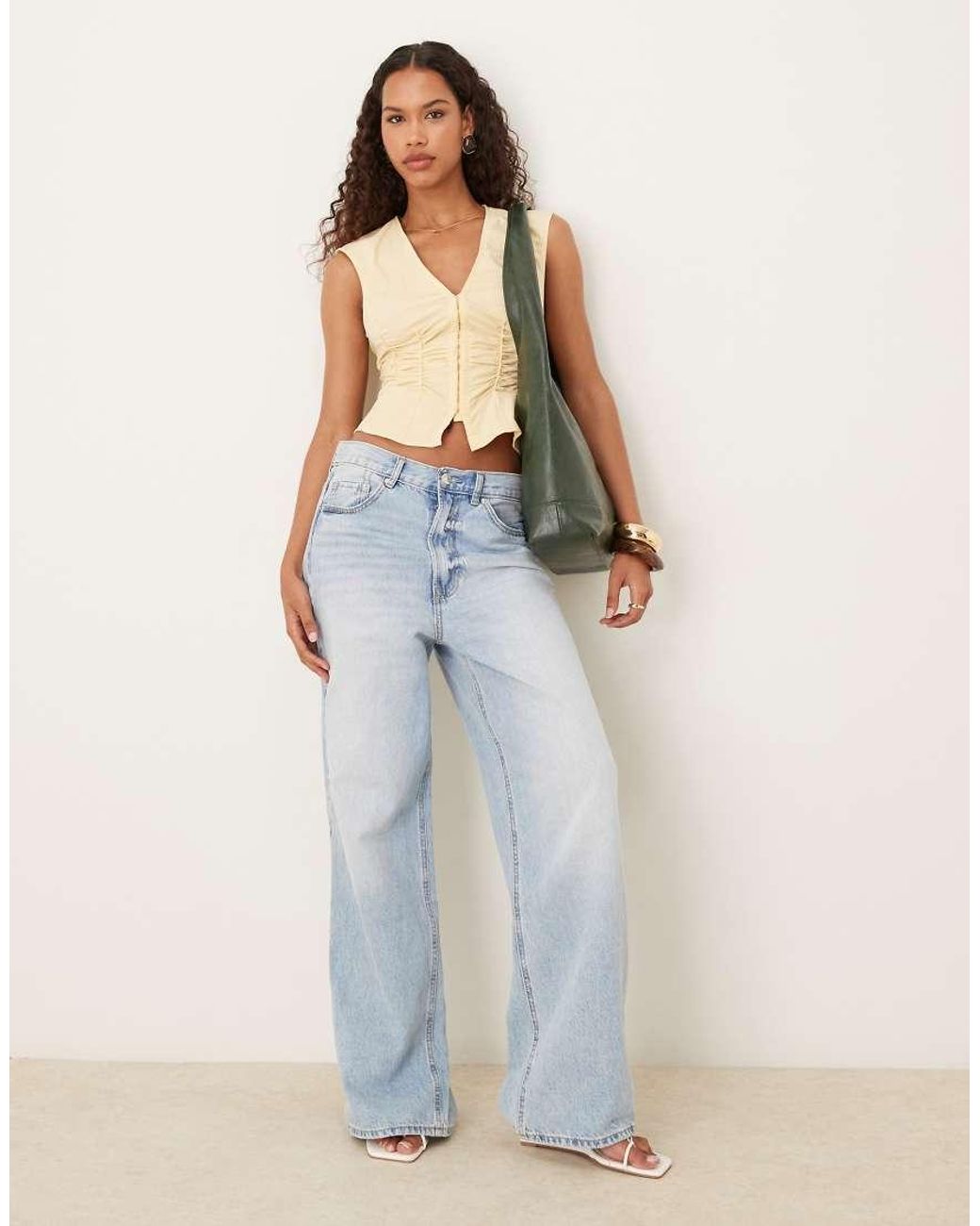 Mango Gray Zip Through Ruched Sleeveless Blouse