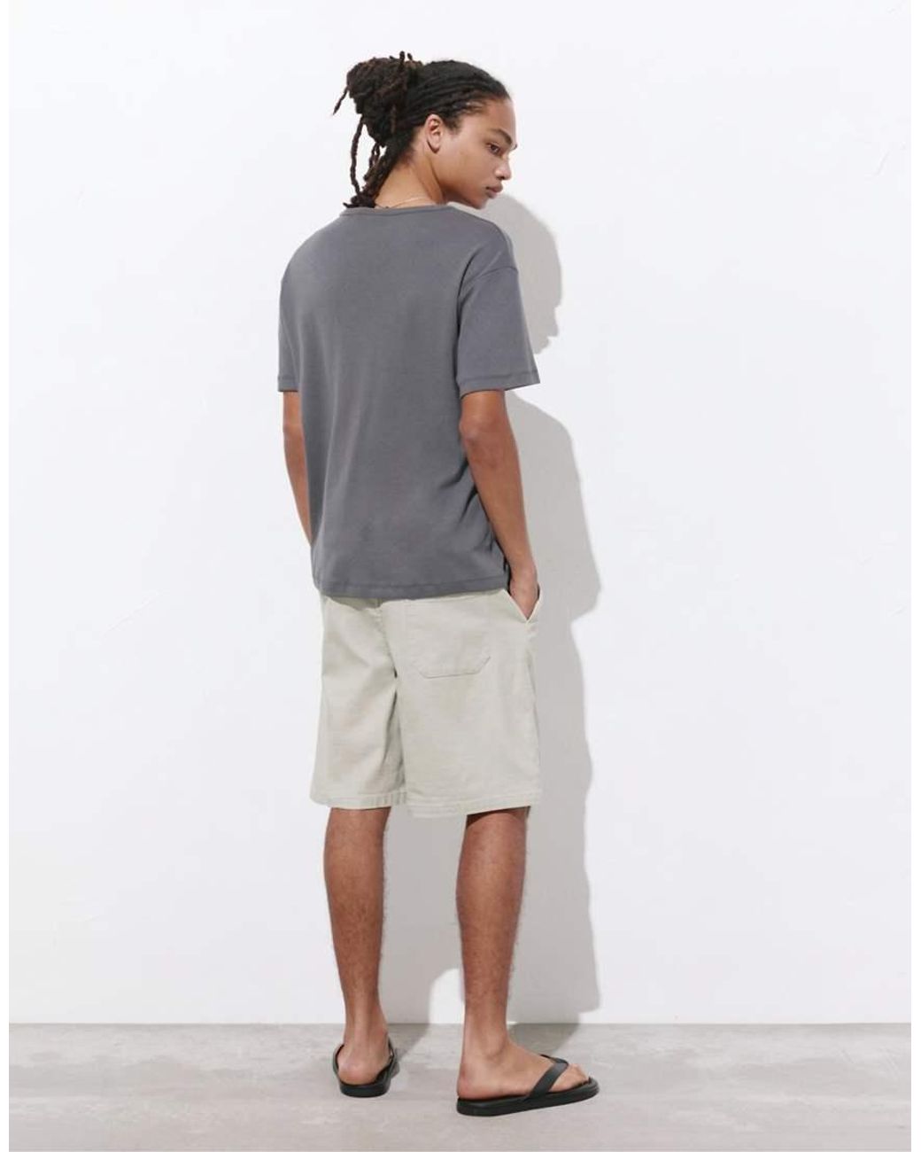 Pull&Bear Blue Bermuda Shorts With Elastic Waistband for men