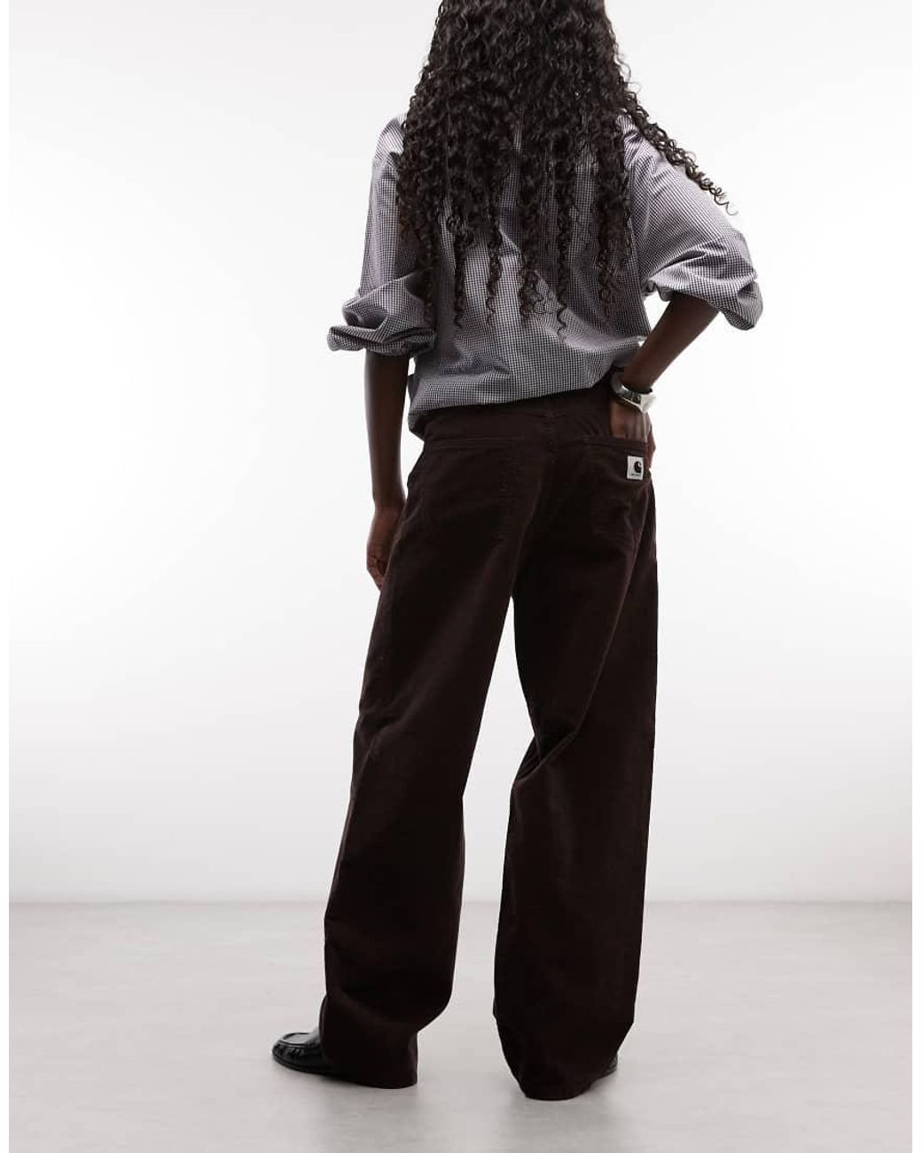 Carhartt Gray Billie Single Knee Thin Corduroy Wide Leg Trousers