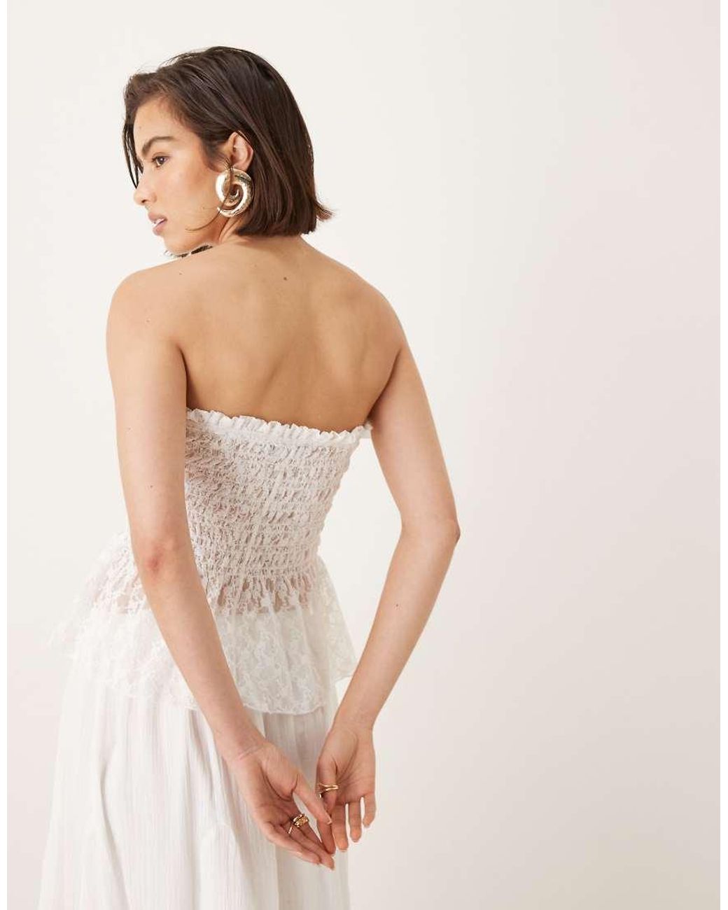 ASOS Natural Shirred Mesh Bandeau Top