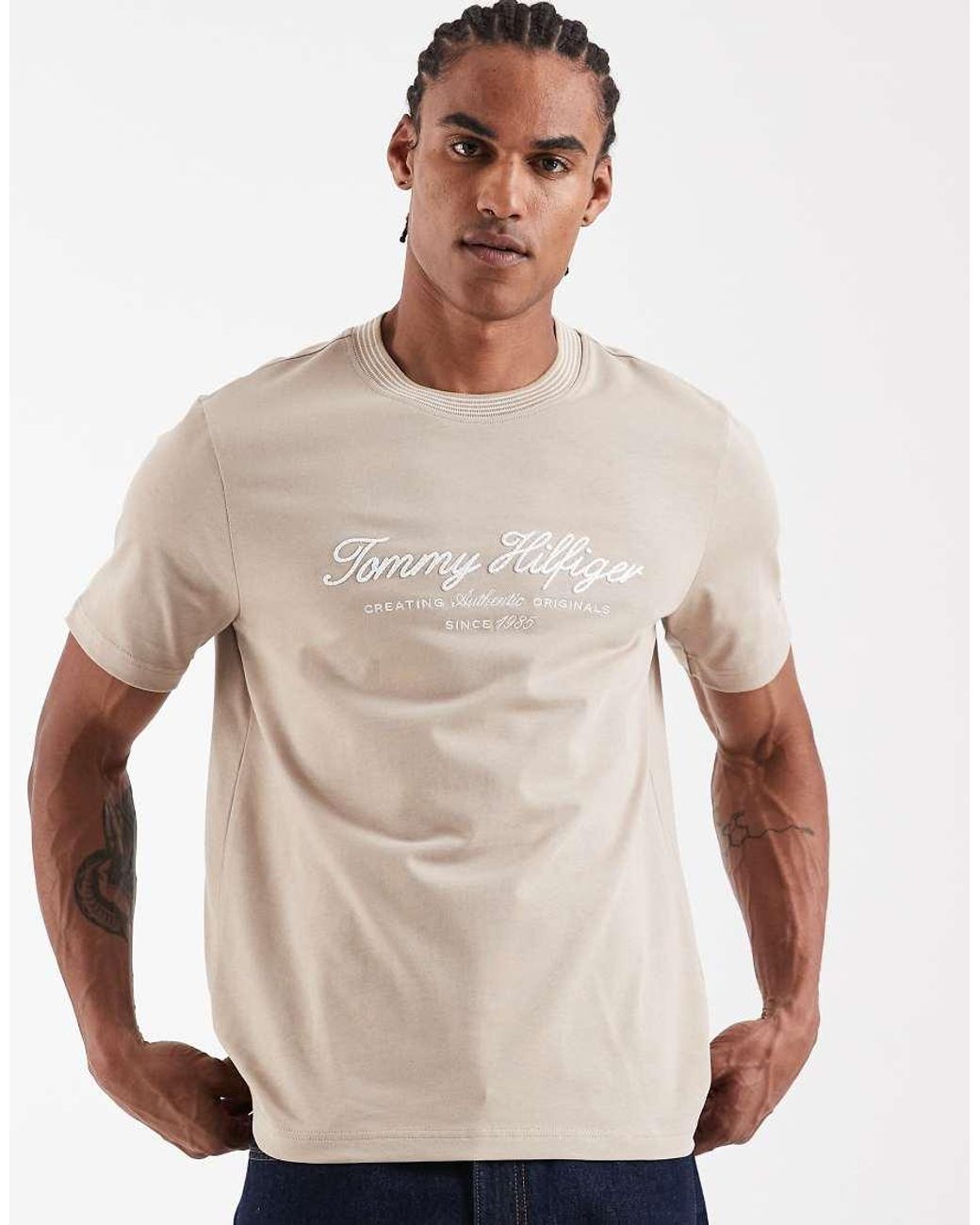 Tommy Hilfiger White Nautical Tipped Collar T-shirt for men