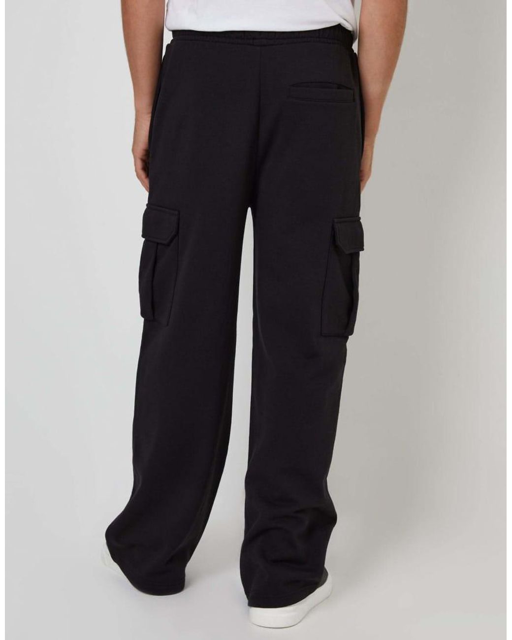 Threadbare Black Wide Leg Cargo Joggers for men