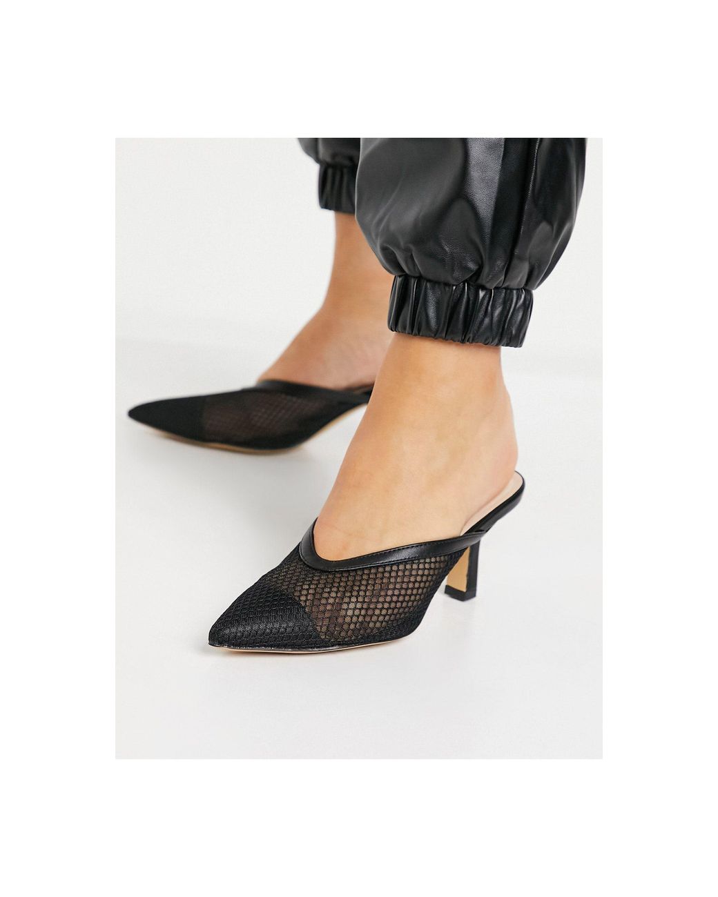 London Rebel Netted Pointed Mules in Blue | Lyst