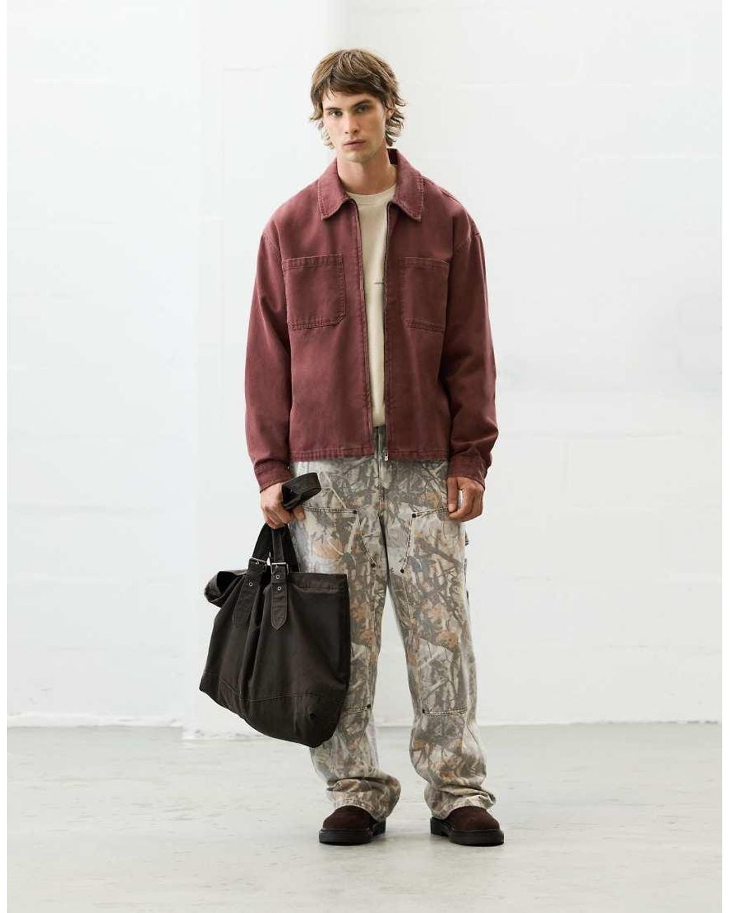 Pull&Bear Red Zip Overshirt for men