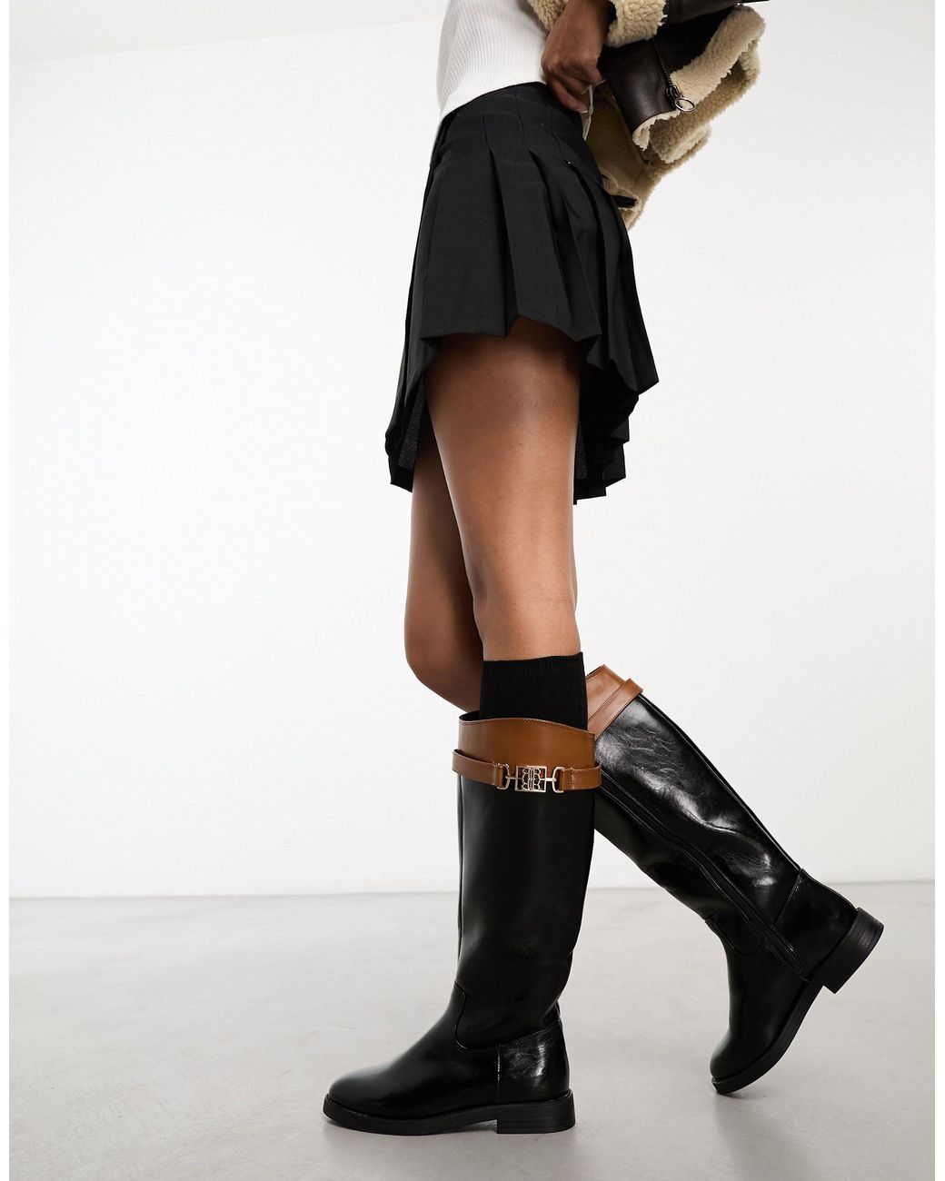 River island black deals knee high riding boots