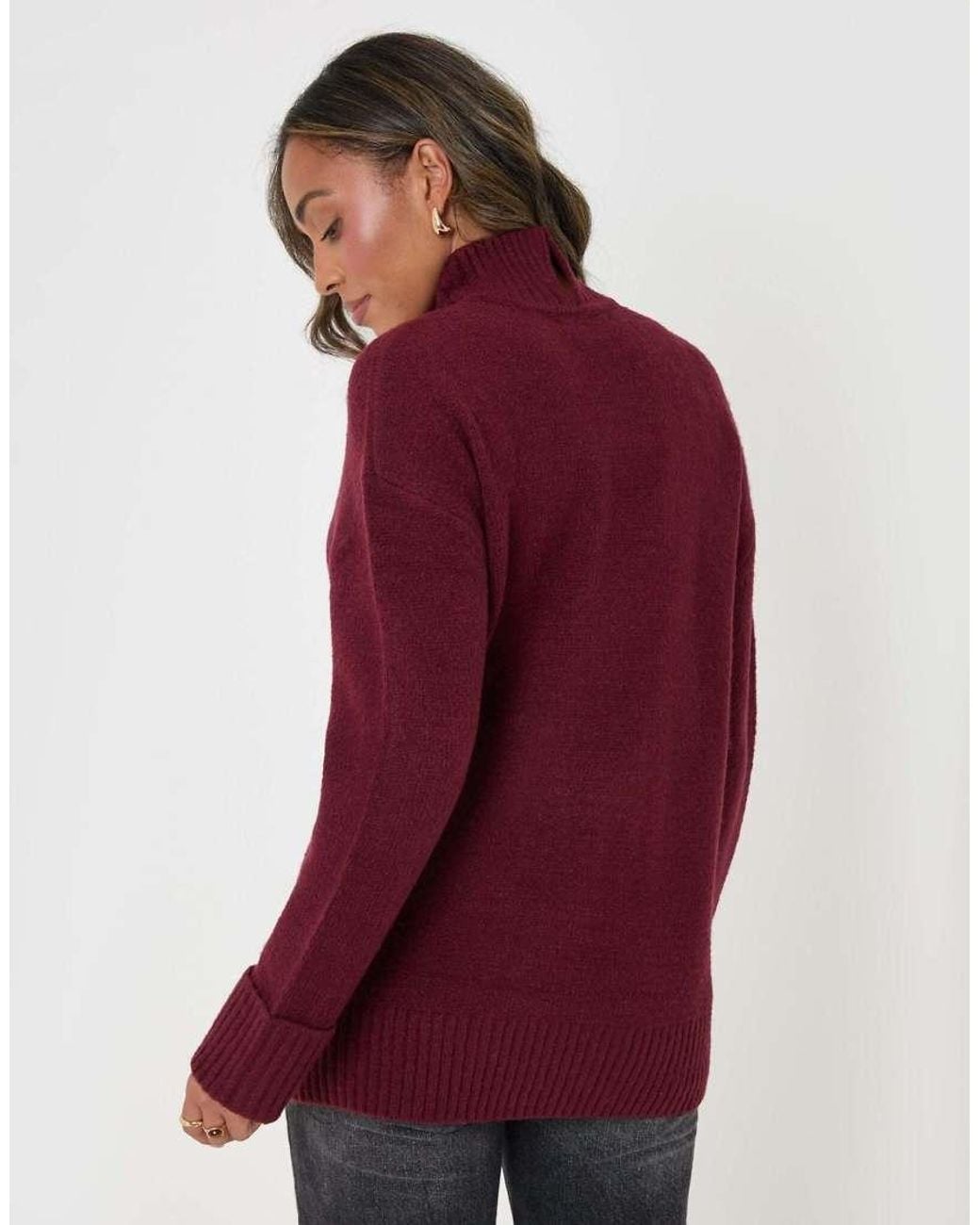 Threadbare Red Relaxed Fit Funnel Neck Jumper