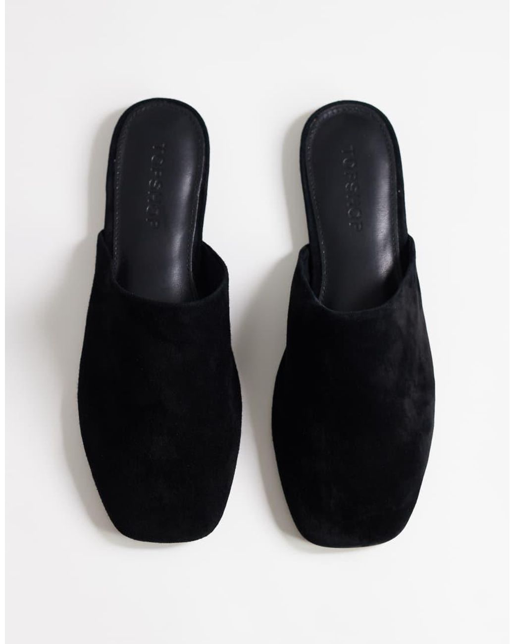 TOPSHOP Blue Lillie Real Suede Round Toe Flat Shoe