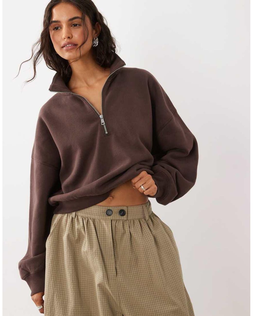 Abercrombie & Fitch Brown 1/4 Zip Sweatshirt