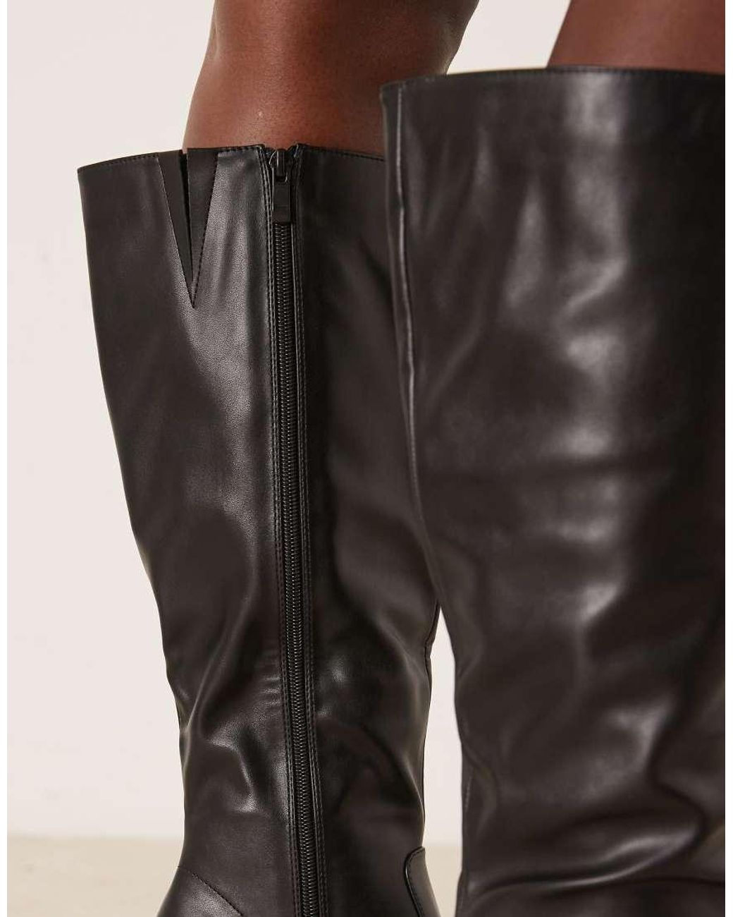 Raid Wide Fit Red Adilah Block Heel Knee Boots