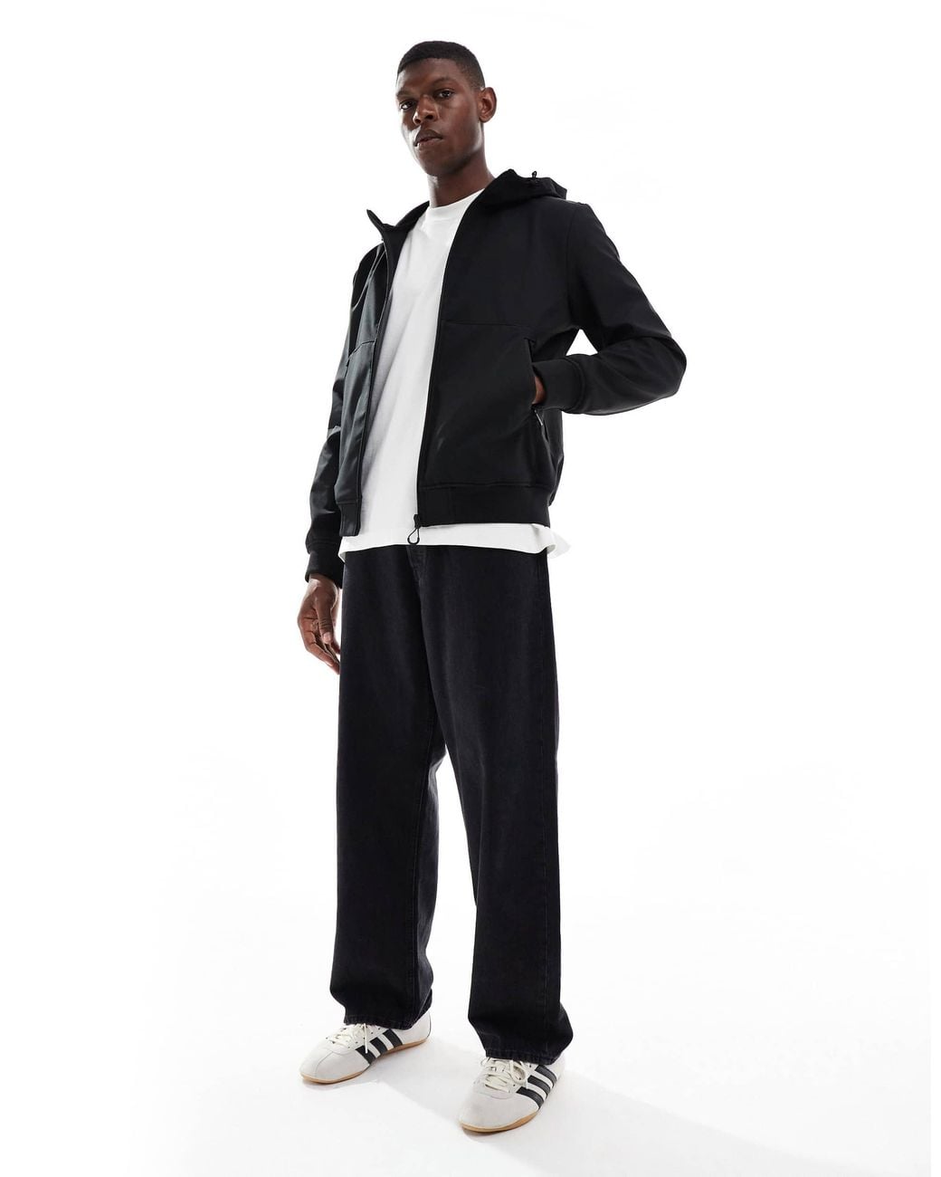 Only & Sons Blue Zip Through Soft Shell Bomber Jacket for men