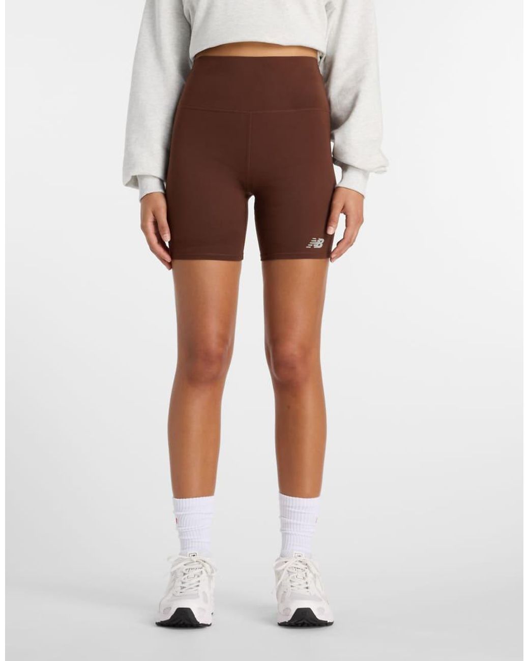 New Balance Brown Harmony High Rise 6 Inch Shorts