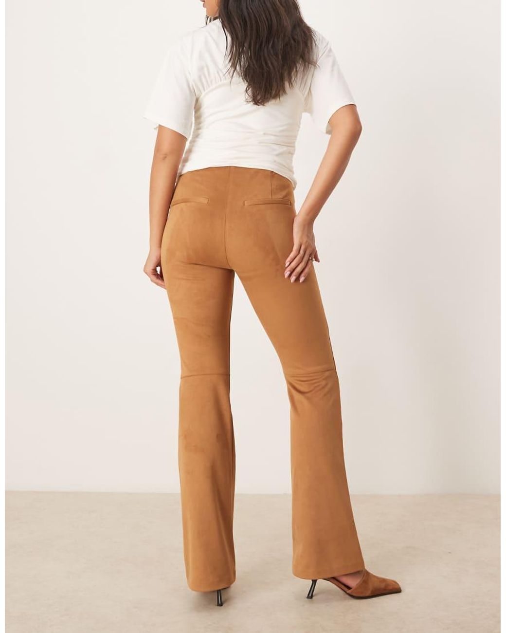 Abercrombie & Fitch Natural Vegan Suede Blaire Boot Trousers