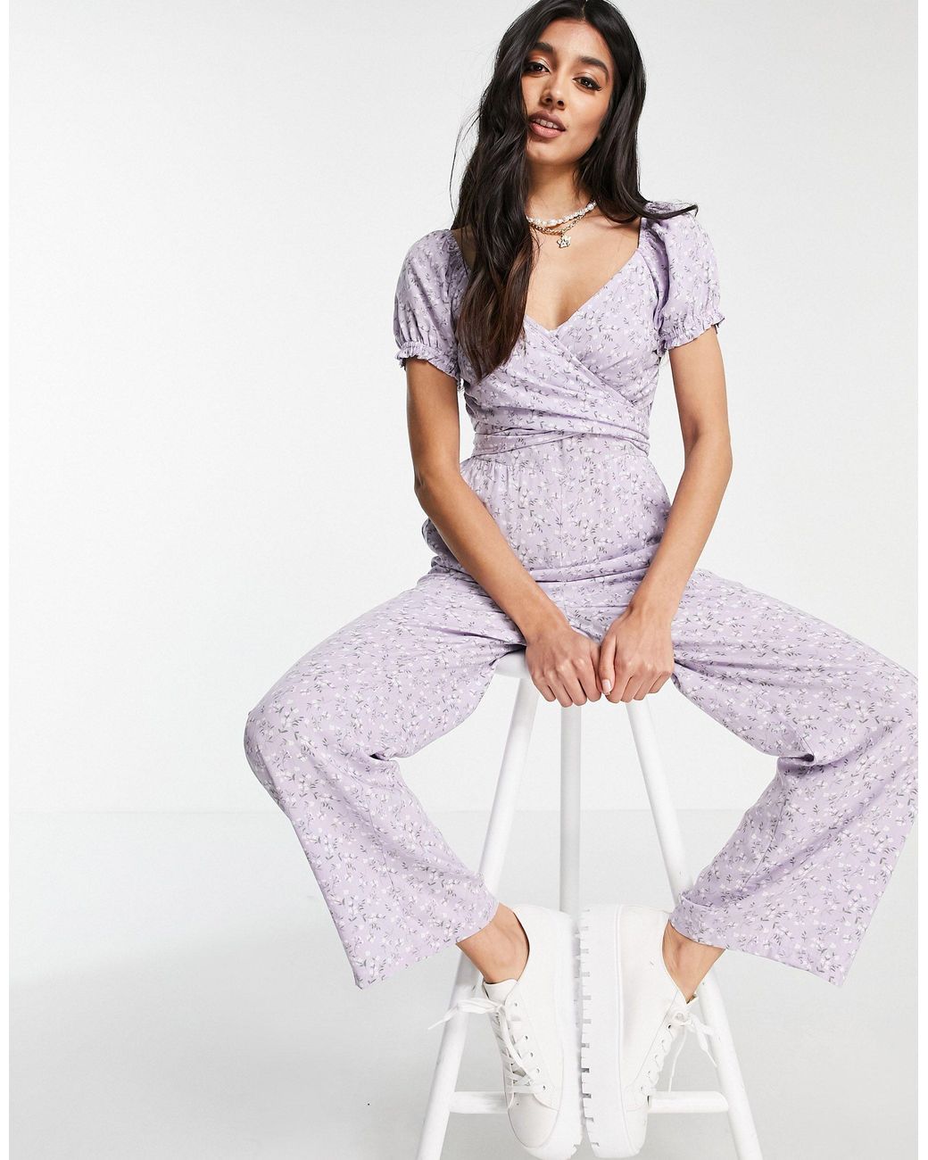 Hollister Wrap Front Jumpsuit in Purple Lyst