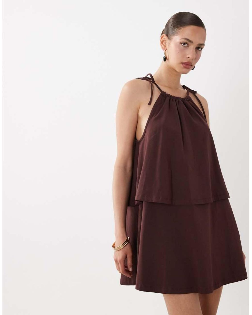 ASOS Red Tie Neck Baby Doll Mini Dress