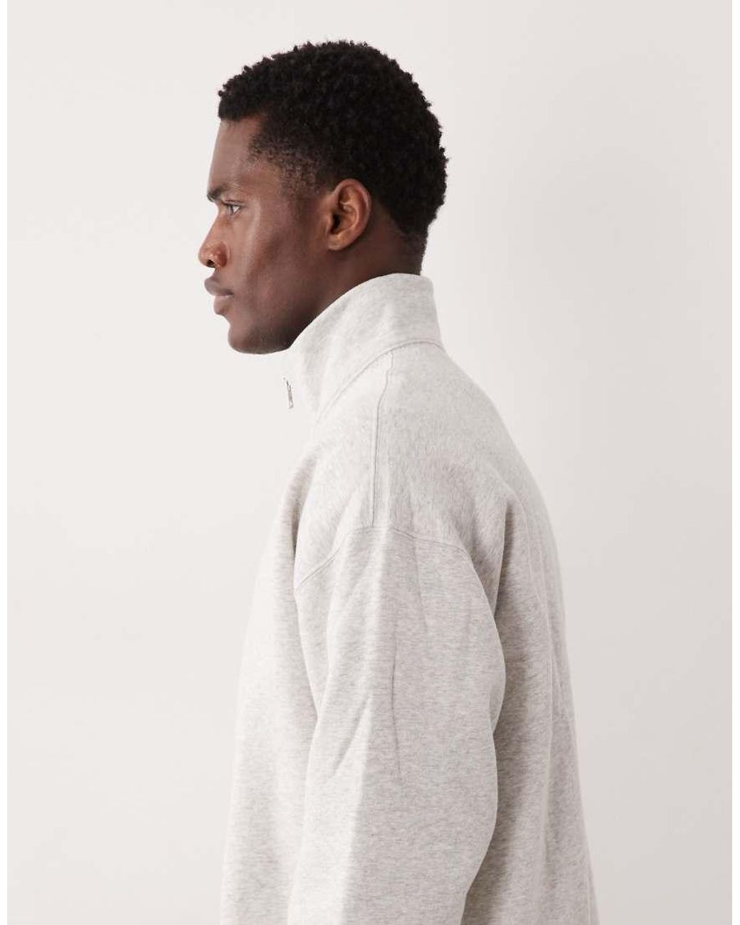 Abercrombie & Fitch White Premium Script Logo 1/4 Zip Sweat Top for men