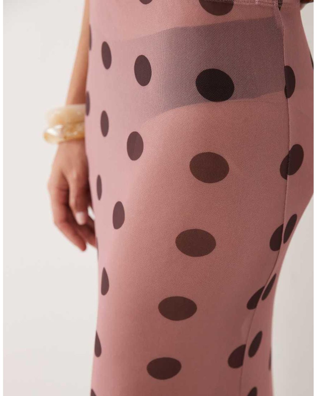 ASOS Pink Printed Sheer Mesh Maxi Skirt
