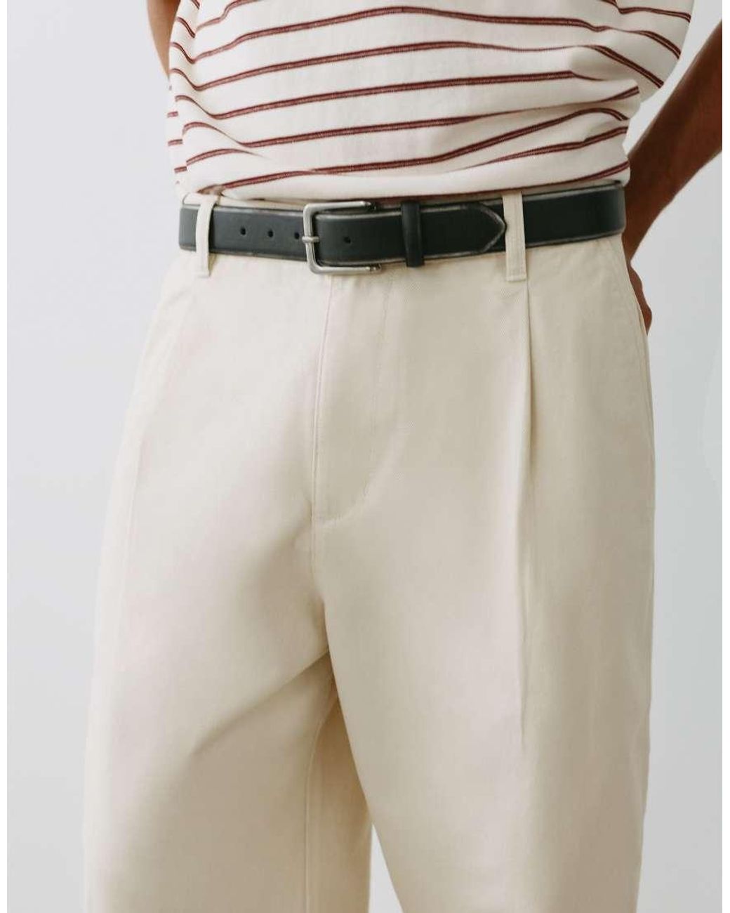 Pull&Bear White Darted baggy Trousers for men