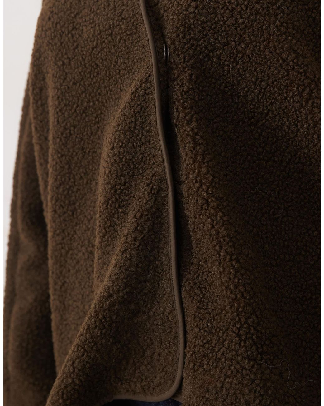 Vila Curve Brown V Neck Teddy Jacket