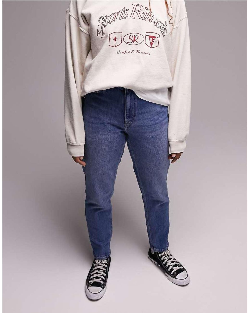 Topshop Hourglass Blue Original Mom High Rise Jean