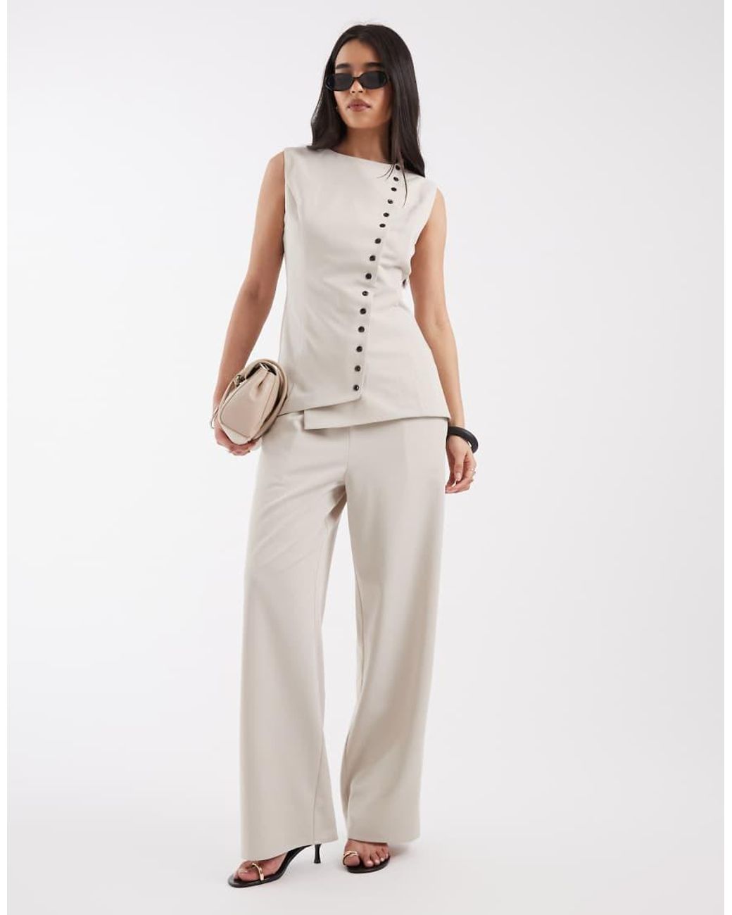 Pretty Lavish White Asymmetric Tailored Waistcoat Co-Ord
