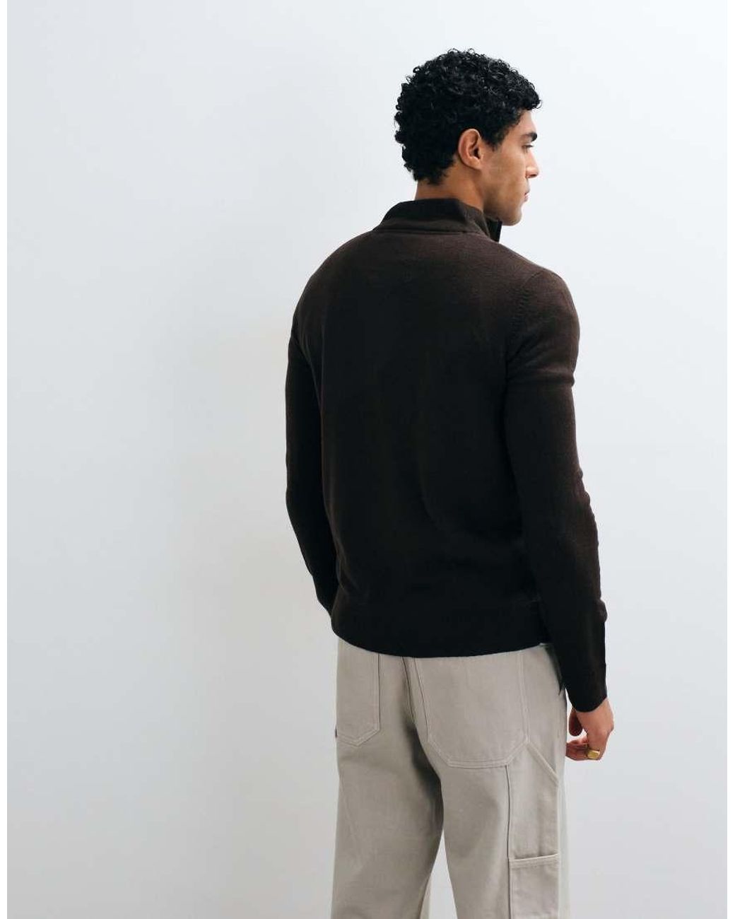 Brave Soul Black 1/4 Zip Knit Sweater for men