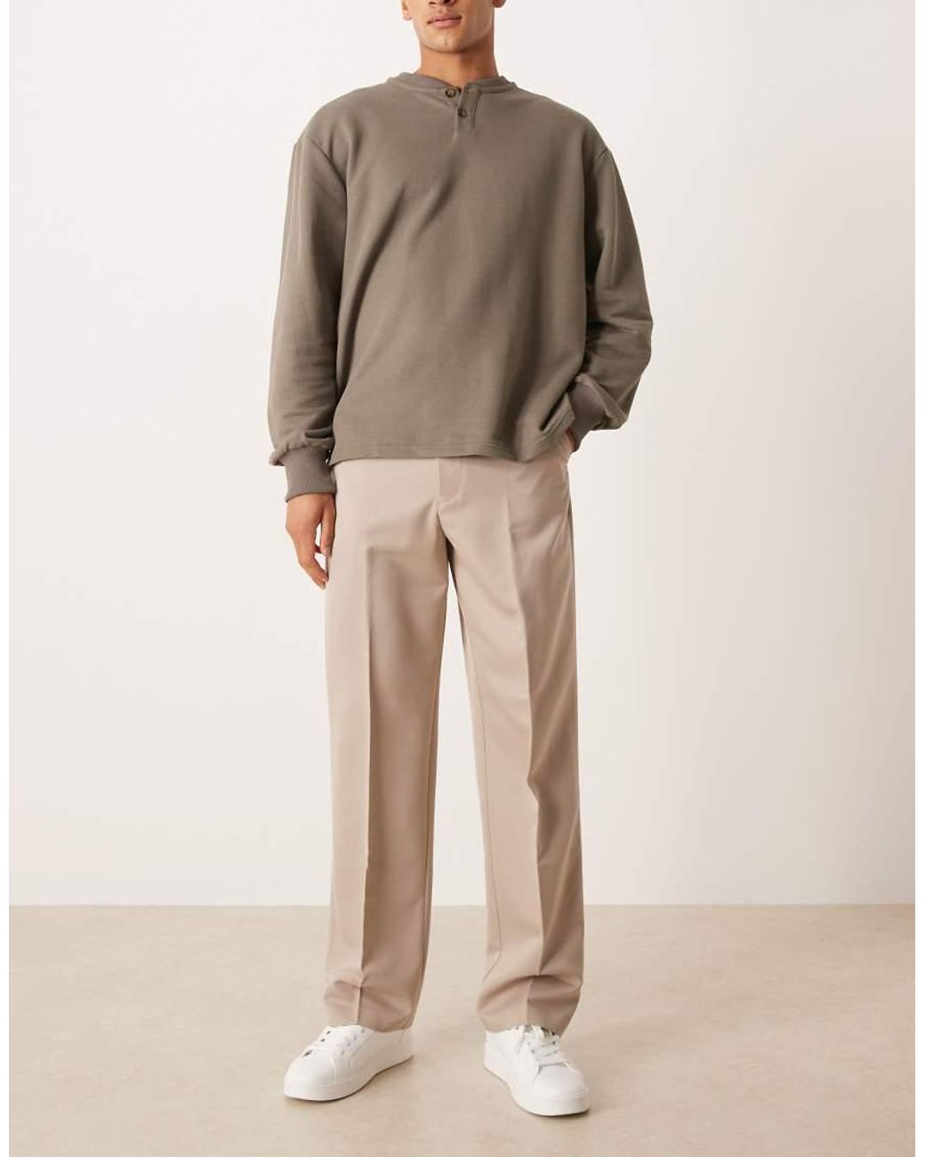 ASOS Natural Wide Leg Dress Pants for men