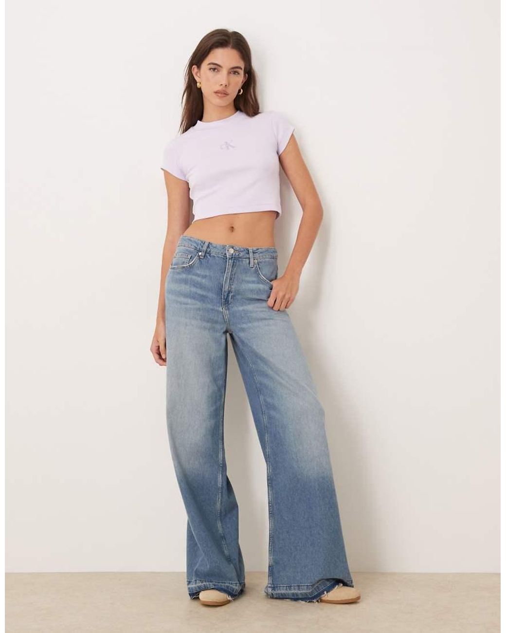 Calvin Klein White Monologo Rib Baby Tee
