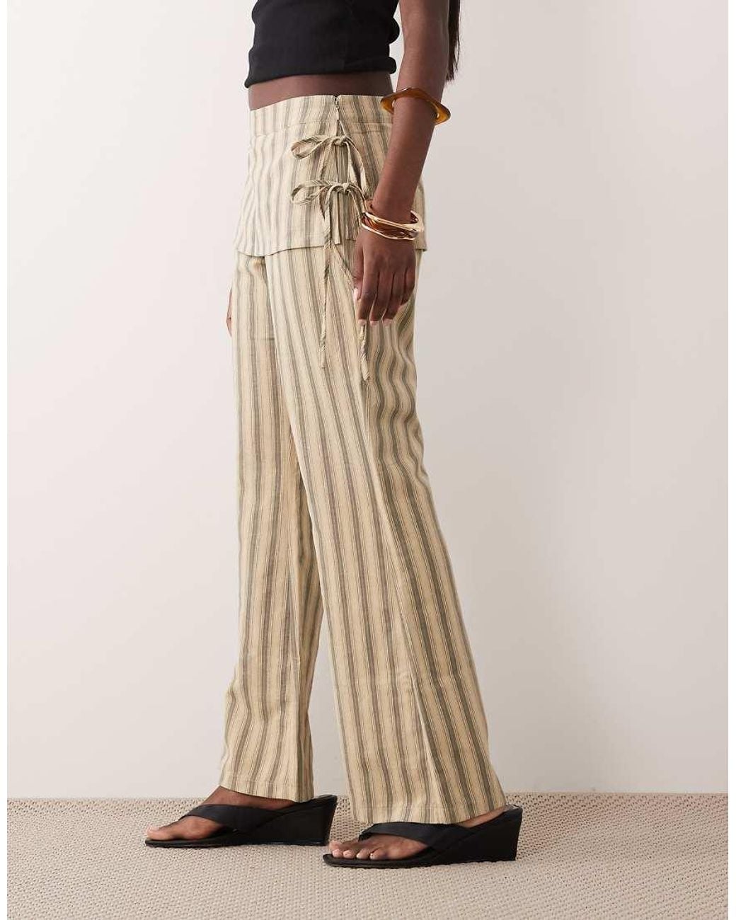 Lioness Natural Alpine Skirt Tie Detail Flared Pants