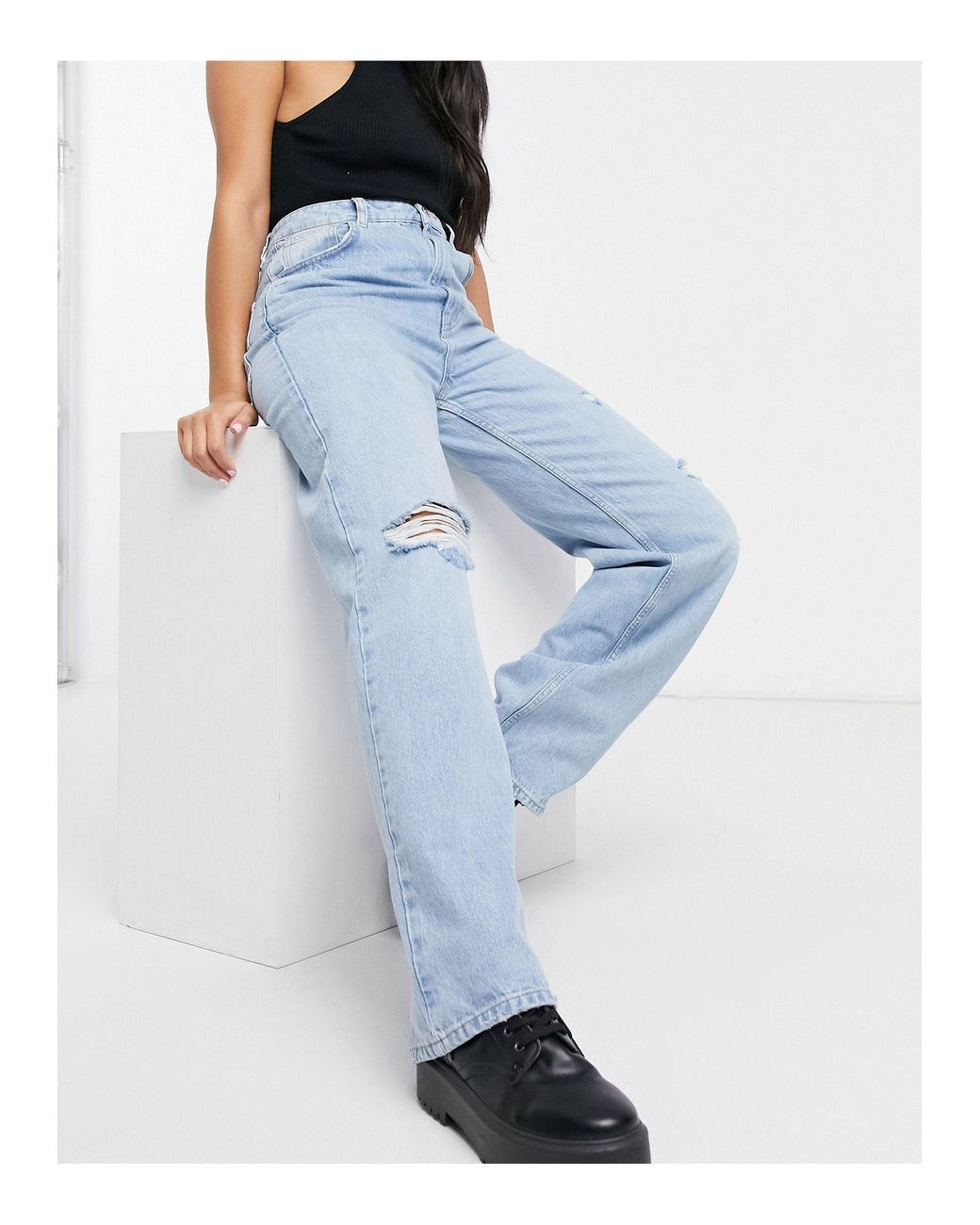 Pull\u0026Bear Denim Dad Jeans in Blue 
