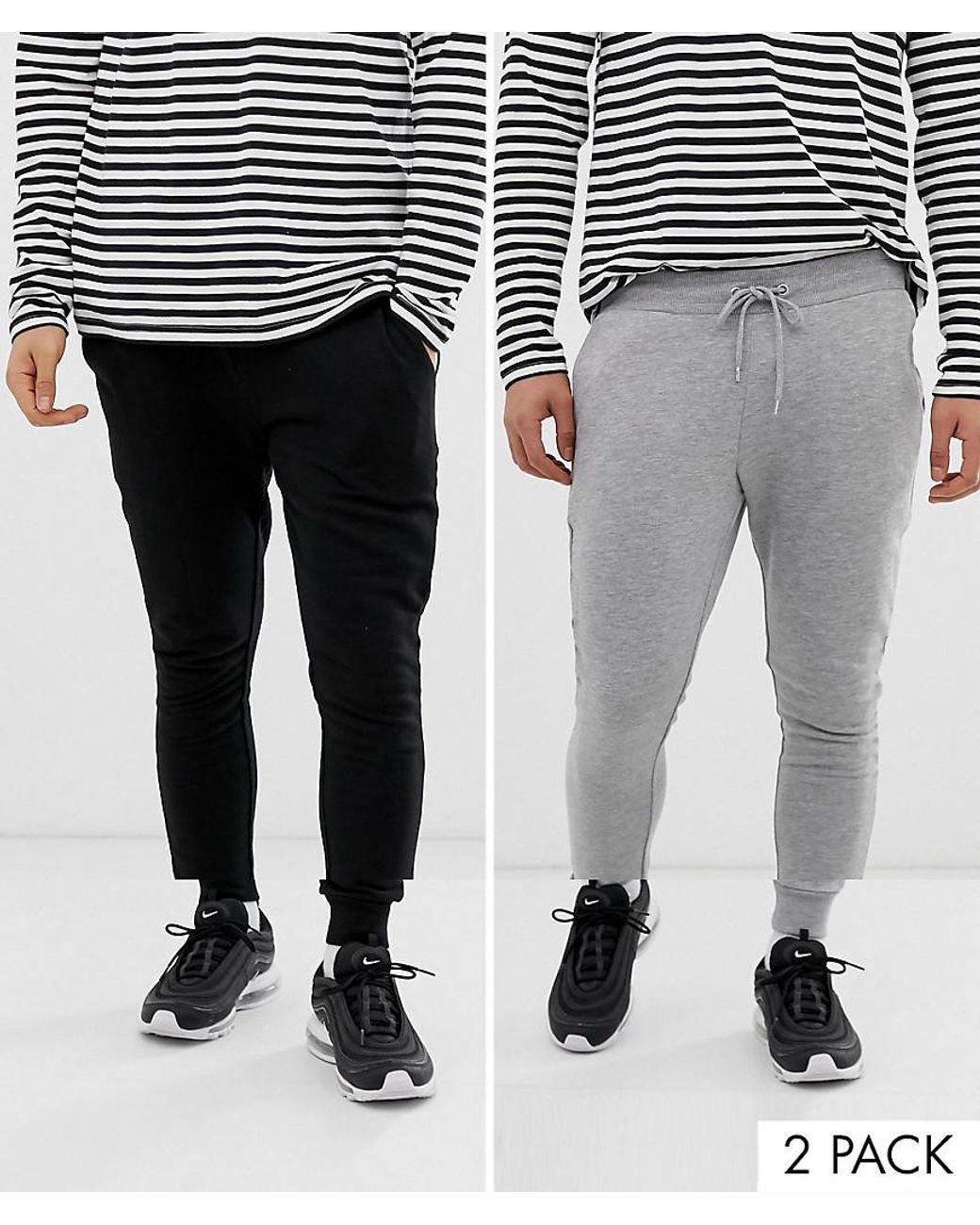 ASOS Super Skinny Sweatpants 2 Pack Black/gray Marl in Black for Men - Lyst